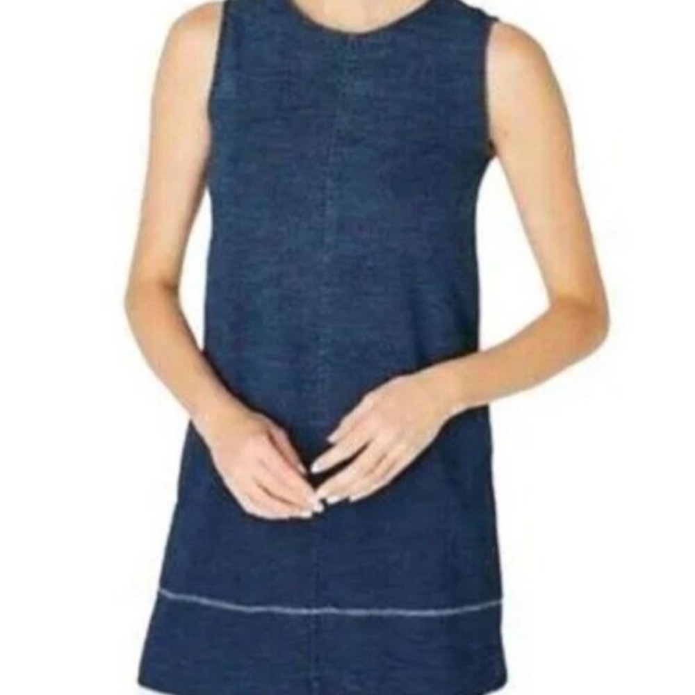 Pure Jill | Indigo | Stretch Denim-look Sleeveless Knit Dress | 100% Cotton | M
